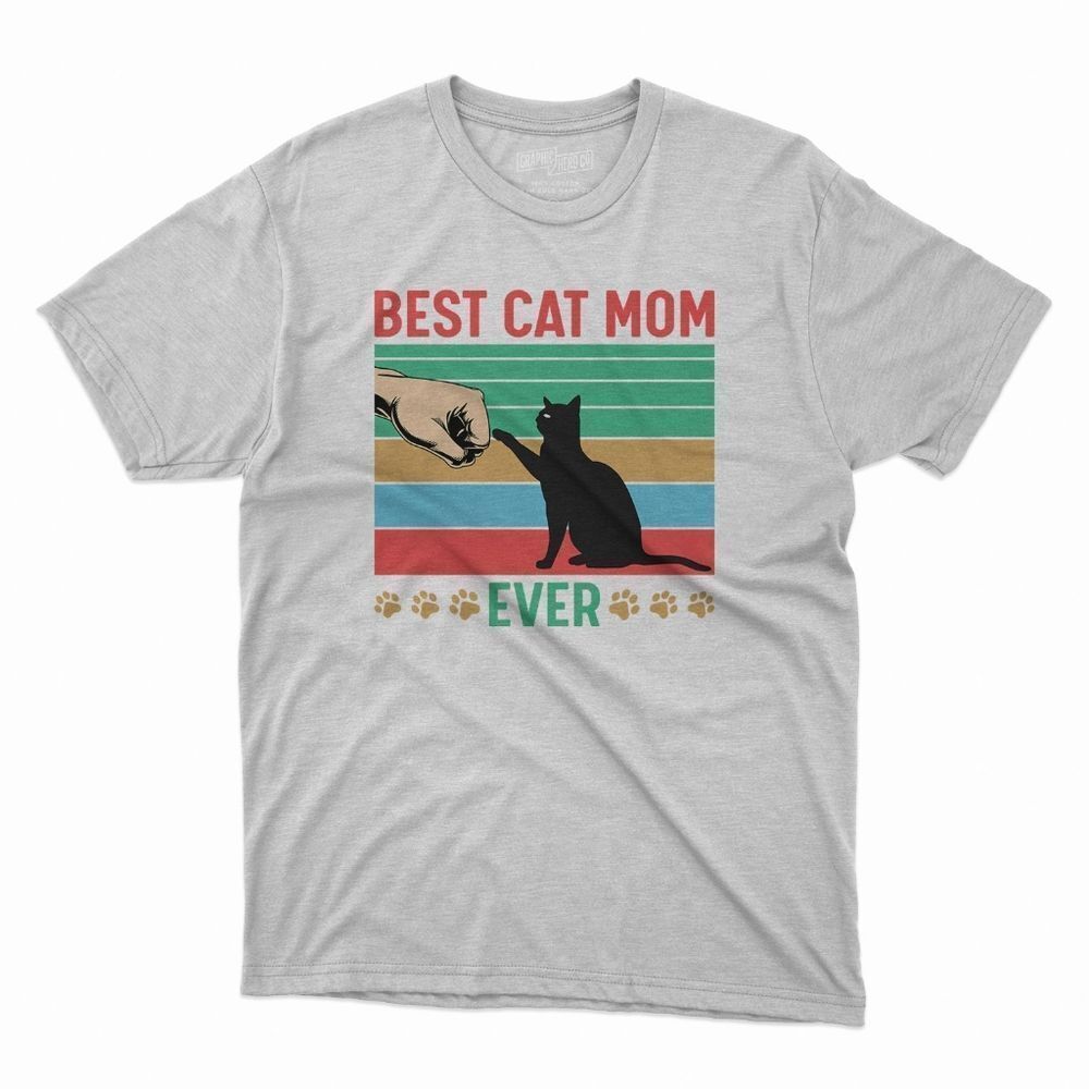 New Best Cat Mom Tshirt Short Sleeve Cotton Breathable Fabric